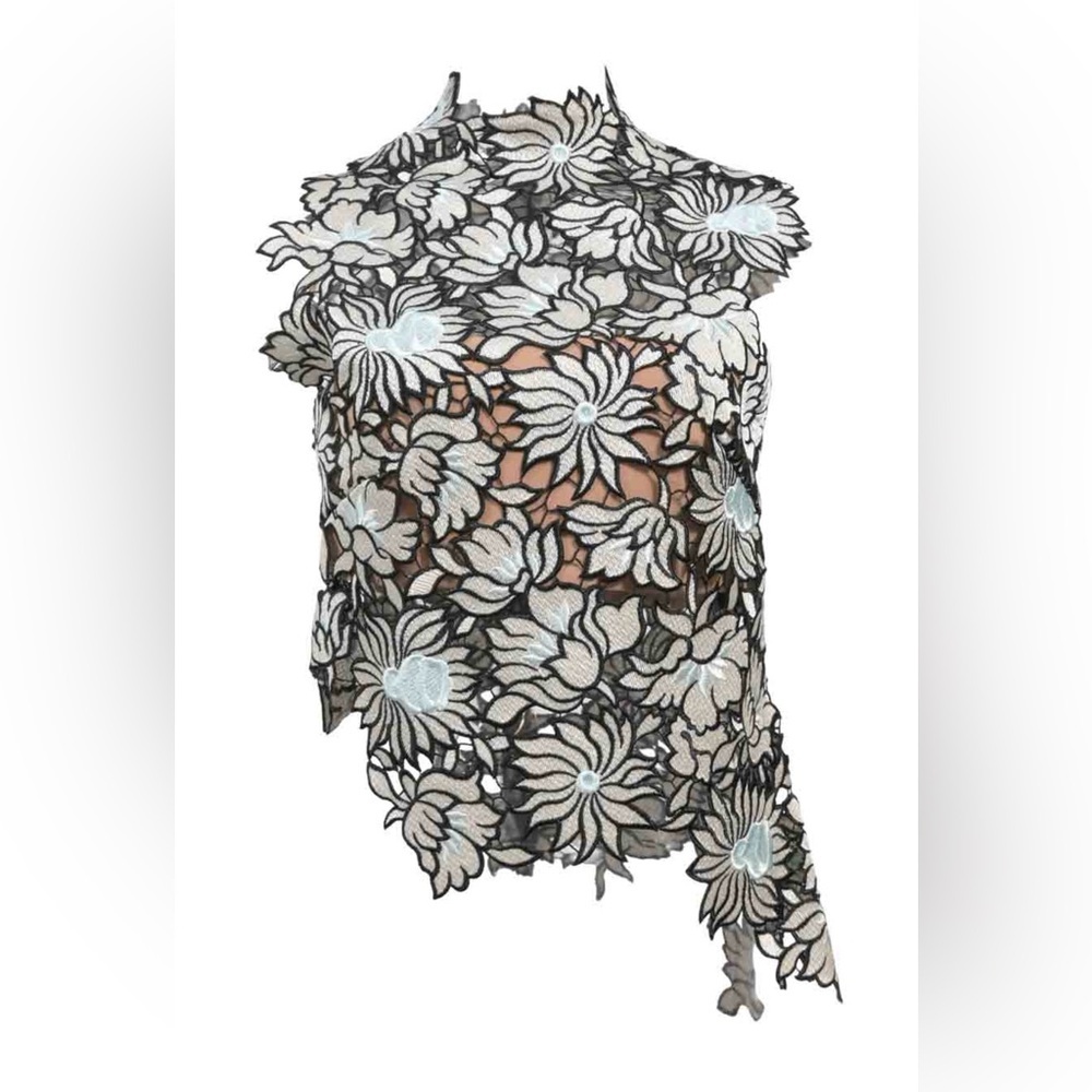 Self-Portrait Lily Guipure Floral Lace Top